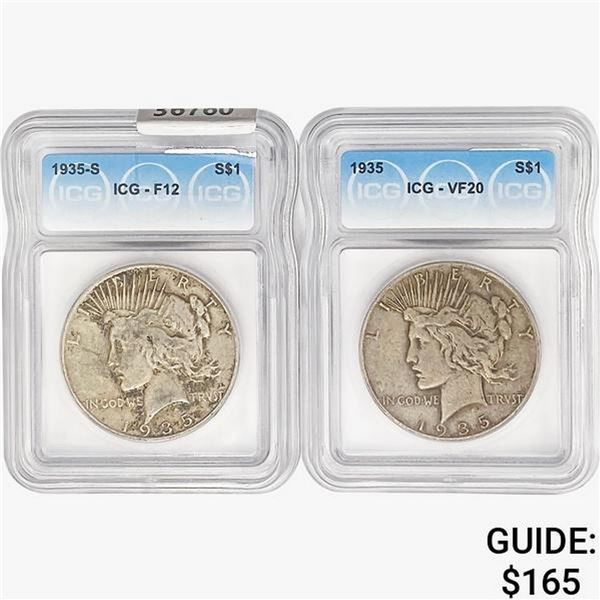 [2]1935 Silver Peace Dollar ICG F/VF12-20