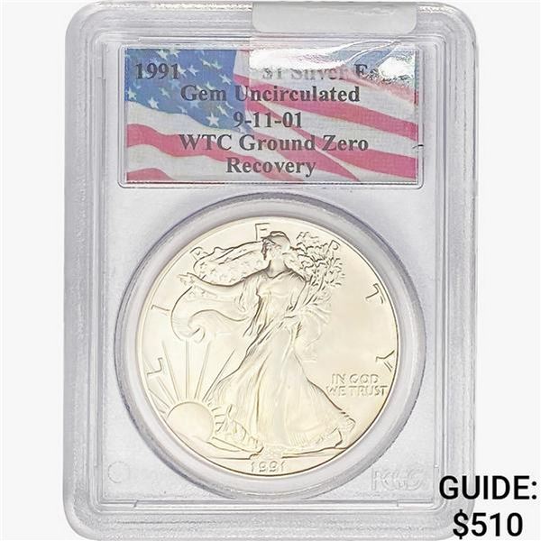 1991 Silver Eagle PCGS Gem UNC WTC Ground Zero