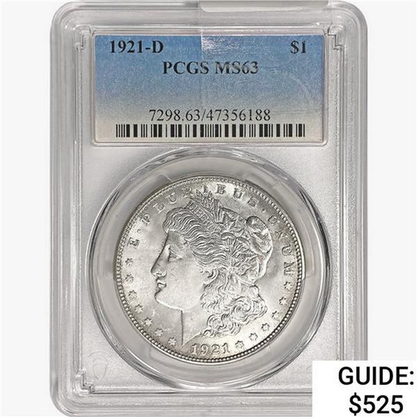 1921-D Morgan Silver Dollar PCGS MS63