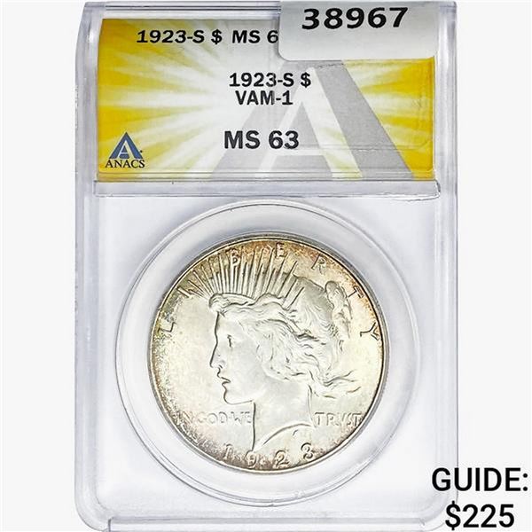 1923-S Silver Peace Dollar ANACS MS63
