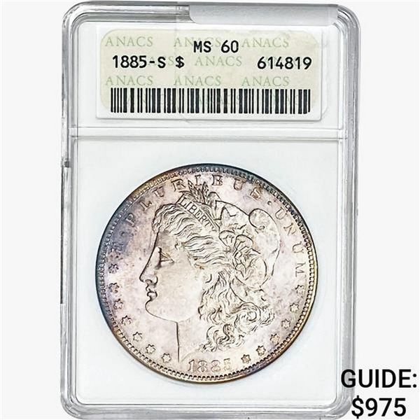 1885-S Morgan Silver Dollar ANACS MS60