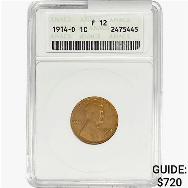1914-D Wheat Cent ANACS F12