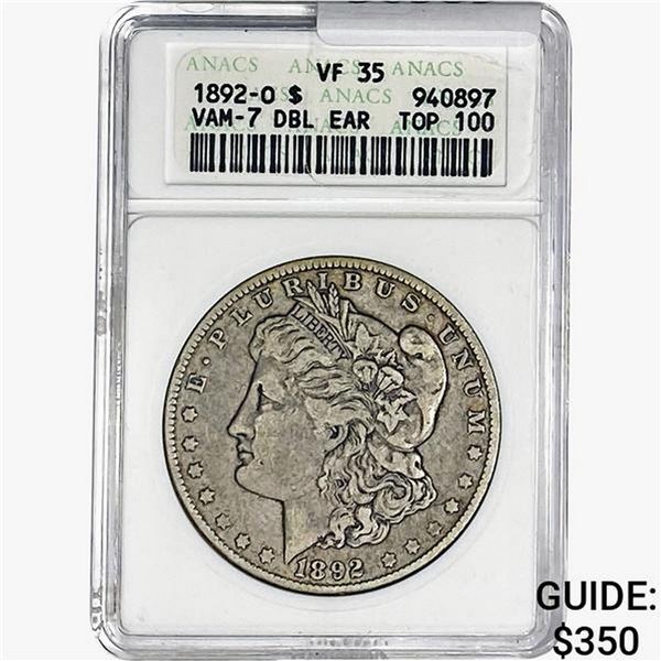 1892-O Morgan Silver Dollar ANACS VF35 VAM-7