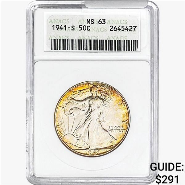 1941-S Walking Liberty Half Dollar ANACS MS63