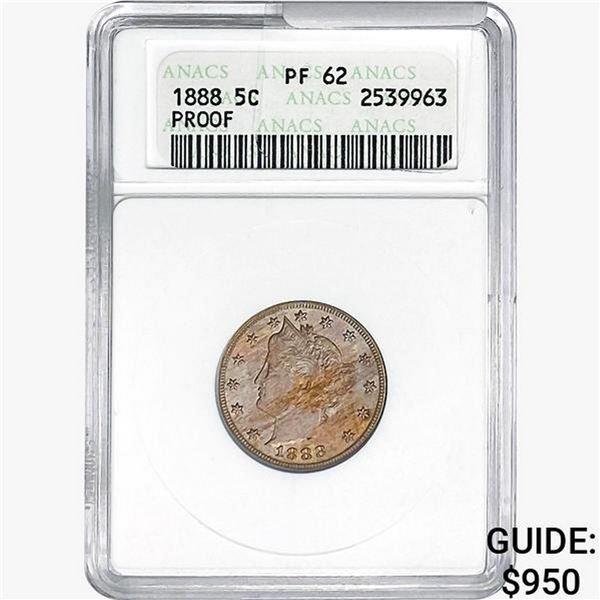 1888 Liberty Victory Nickel ANACS PF62
