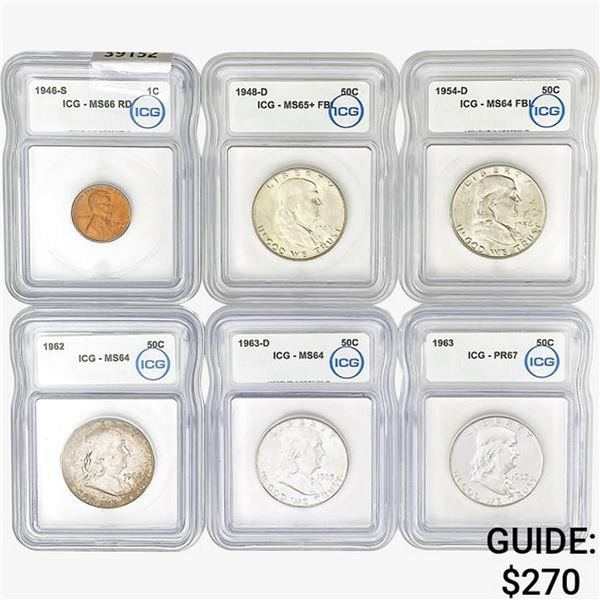 [6]1946-1963 Wheat Cent/Franklin Half Dollars ICG