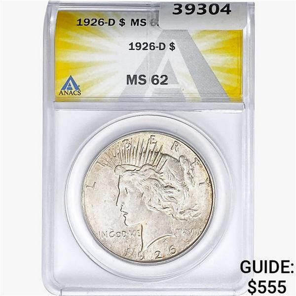 1926-D Silver Peace Dollar ANACS MS62