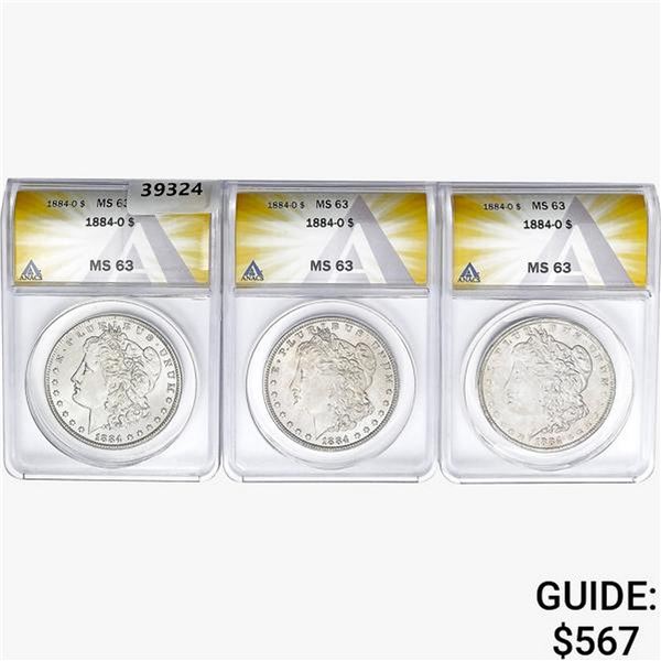 [3] 1884-O Morgan Silver Dollar ANACS MS63