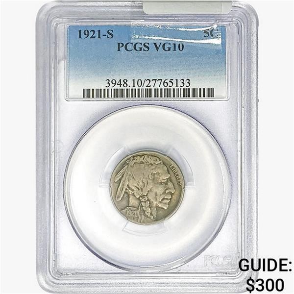 1921-S Buffalo Nickel PCGS VG10