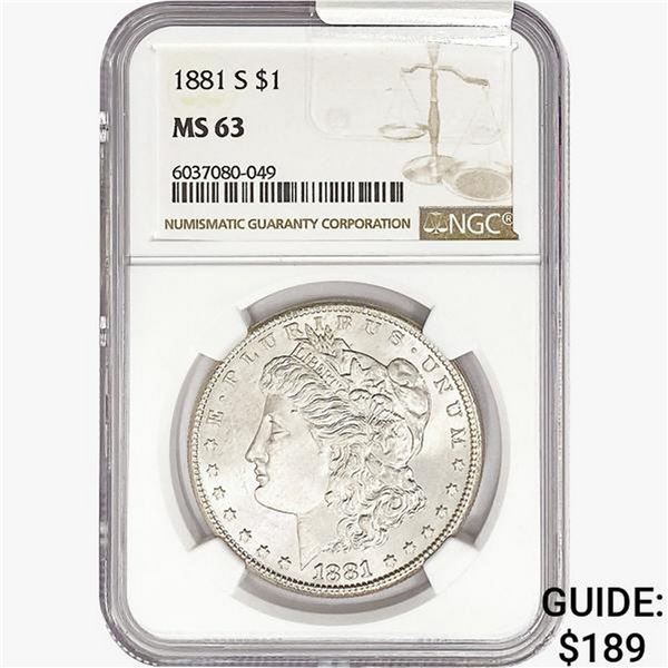 1881-S Morgan Silver Dollar NGC MS63