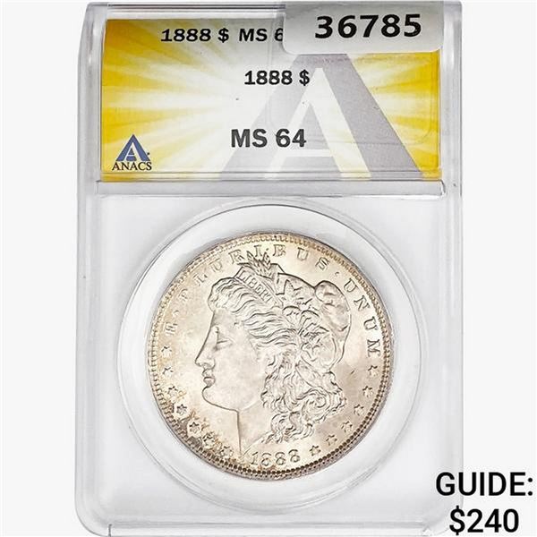 1888 Morgan Silver Dollar ANACS MS64