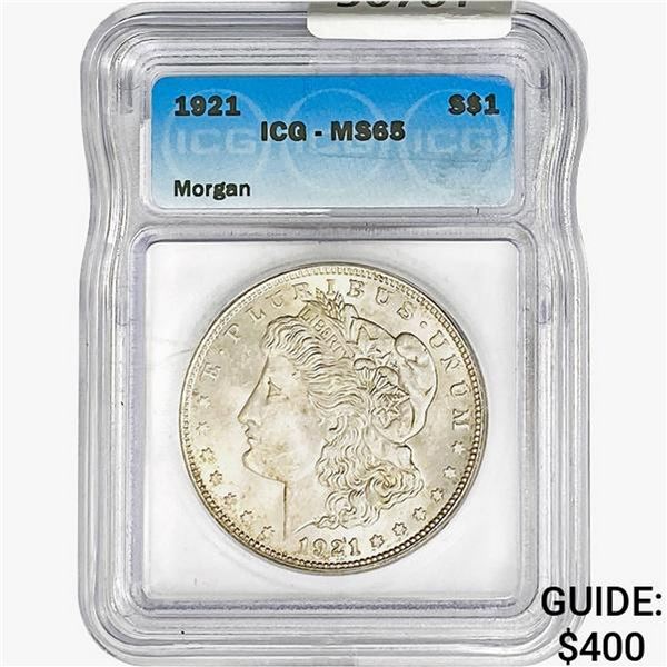 1921 Morgan Silver Dollar ICG MS65