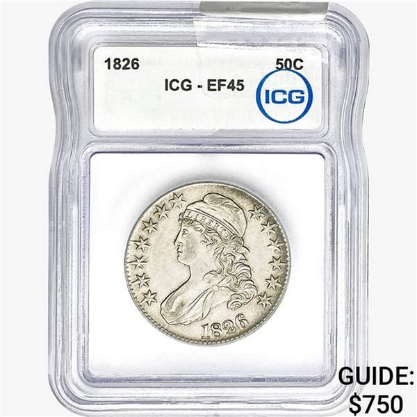 1826 Capped Bust Half Dollar ICG EF45