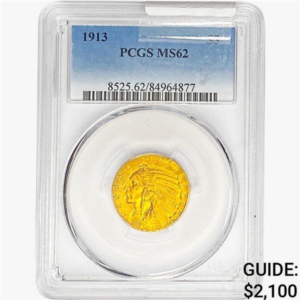 1913 $5 Gold Half Eagle PCGS MS62