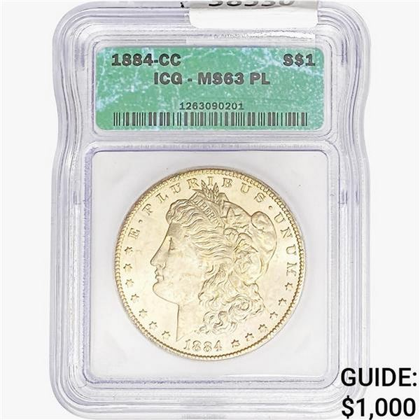 1884-CC Morgan Silver Dollar ICG MS63 PL