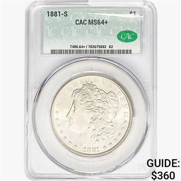 1881-S Morgan Silver Dollar CAC MS64+