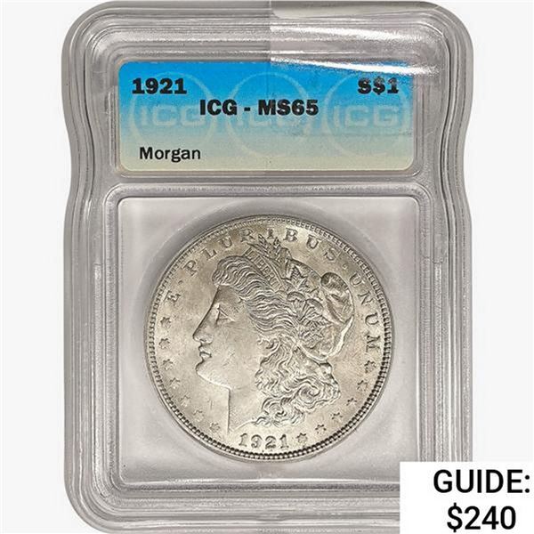1921 Morgan Silver Dollar ICG MS65