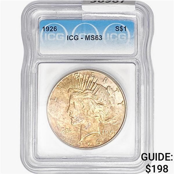 1926 Silver Peace Dollar ICG MS63