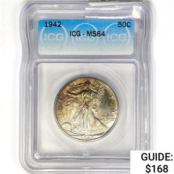 1942 Walking Liberty Half Dollar ICG MS64
