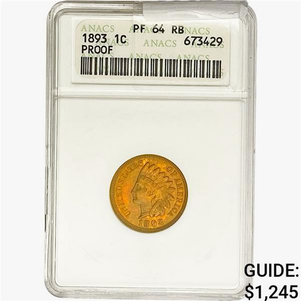 1893 Indian Head Cent ANACS PF64 RB