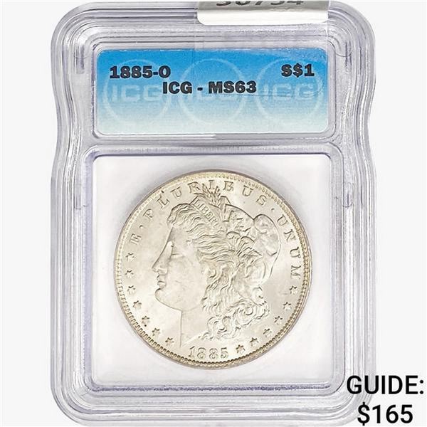 1885-O Morgan Silver Dollar ICG MS63