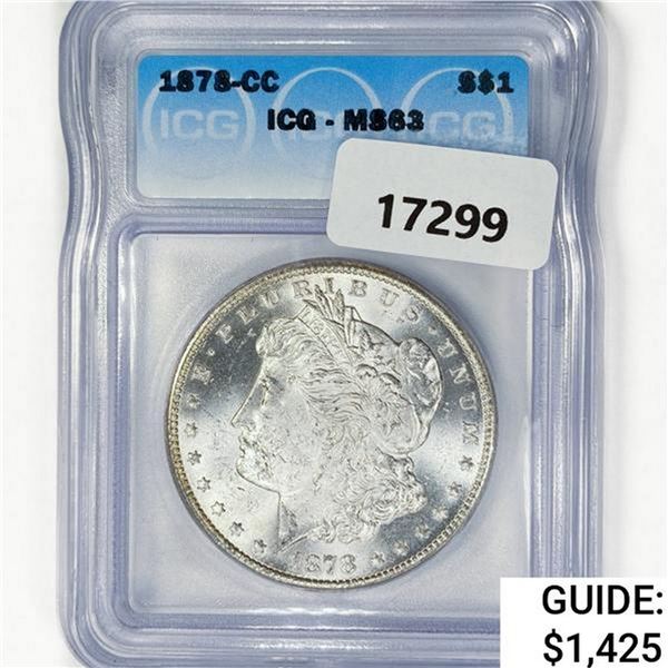 1878-CC Morgan Silver Dollar ICG MS63