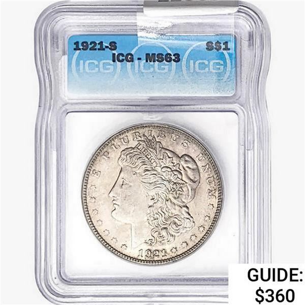 1921-S Morgan Silver Dollar ICG MS63