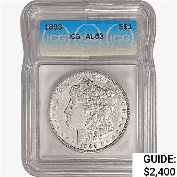 1893 Morgan Silver Dollar ICG AU53