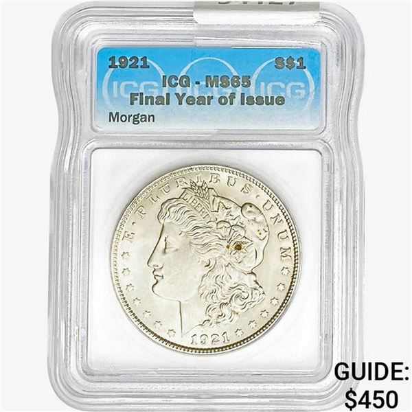1921 Morgan Silver Dollar ICG MS65