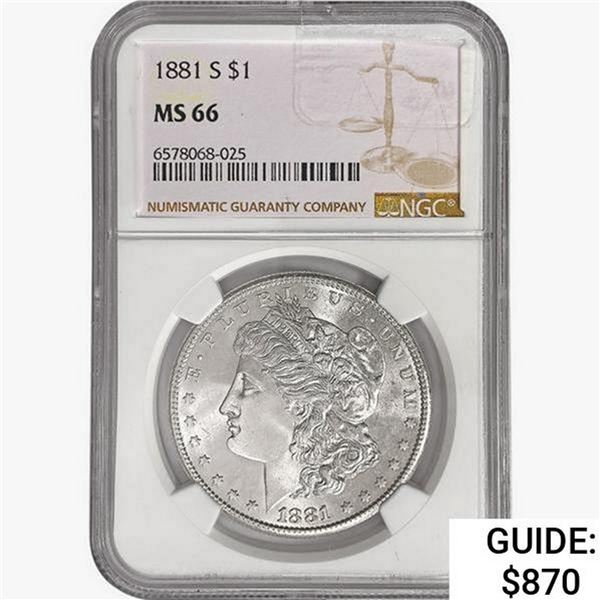 1881-S Morgan Silver Dollar NGC MS66