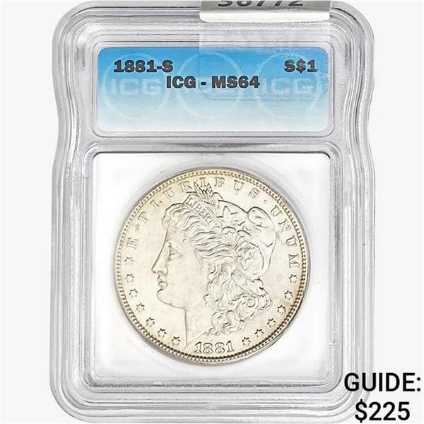 1881-S Morgan Silver Dollar ICG MS64