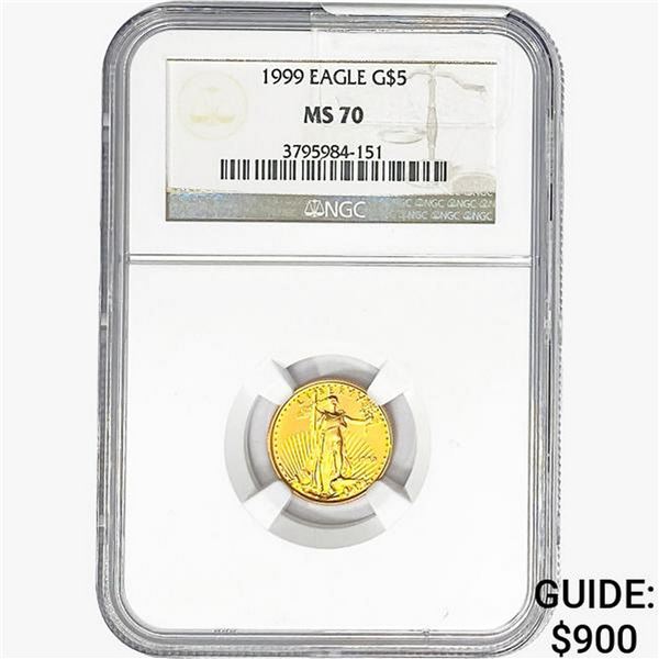 1999 1/10oz $5 AGE NGC MS70