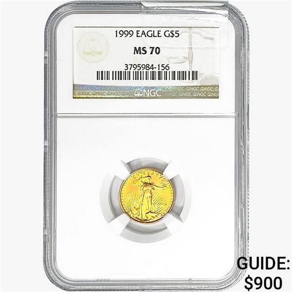 1999 1/10oz $5 AGE NGC MS70
