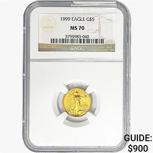 1999 1/10oz $5 AGE NGC MS70