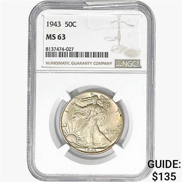 1943 Walking Liberty Half Dollar NGC MS63