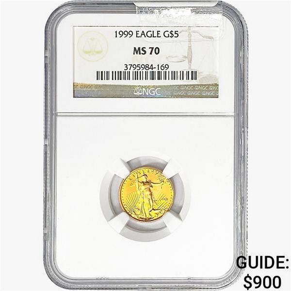 1999 1/10oz $5 AGE NGC MS70