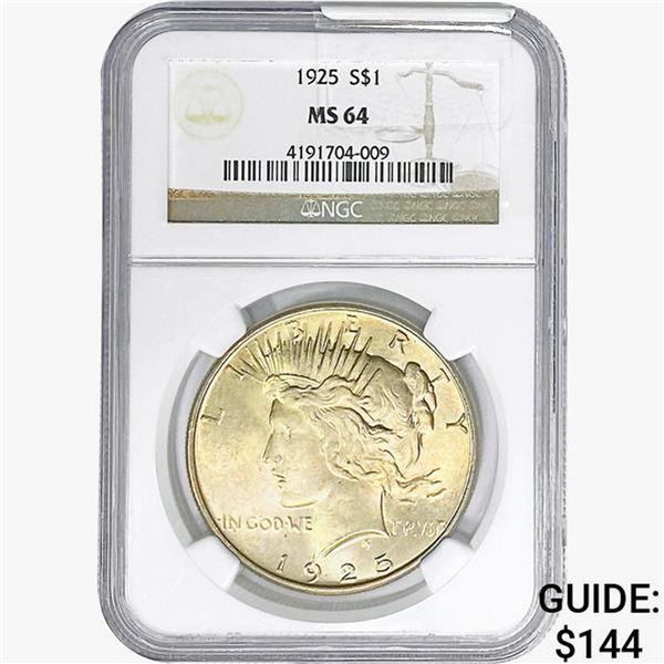 1925 Silver Peace Dollar NGC MS64