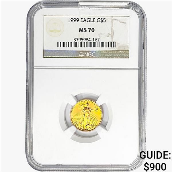 1999 1/10oz $5 AGE NGC MS70
