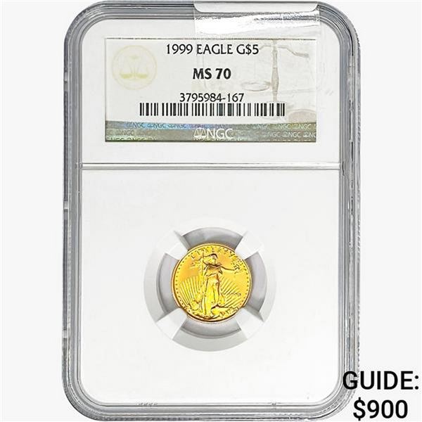 1999 1/10oz $5 AGE NGC MS70
