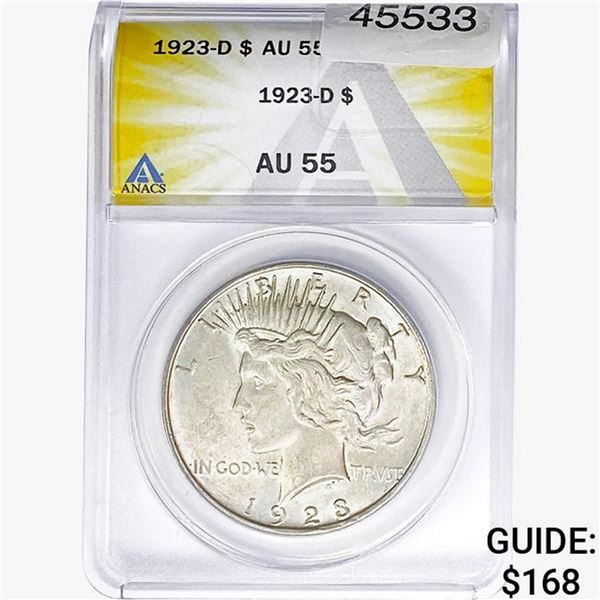 1923-D Silver Peace Dollar ANACS AU55