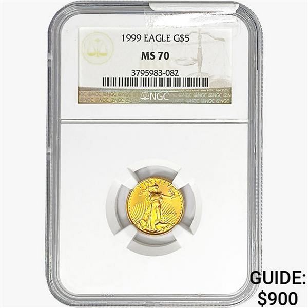 1999 1/10oz $5 AGE NGC MS70