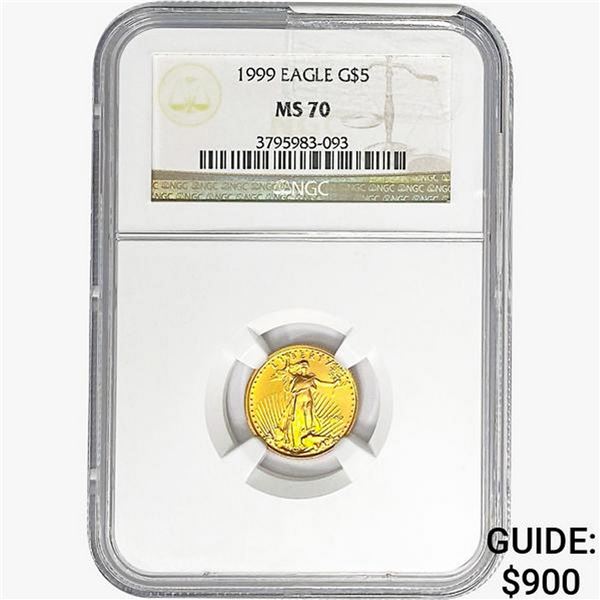 1999 1/10oz $5 AGE NGC MS70