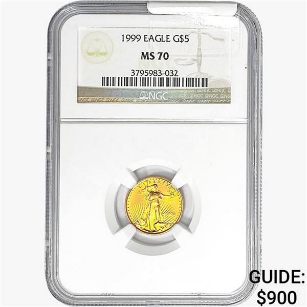 1999 1/10oz $5 AGE NGC MS70