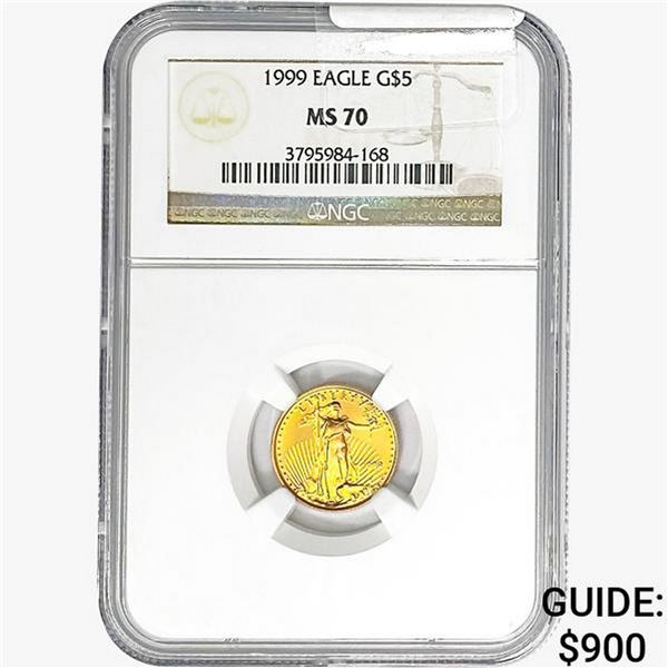 1999 1/10oz $5 AGE NGC MS70