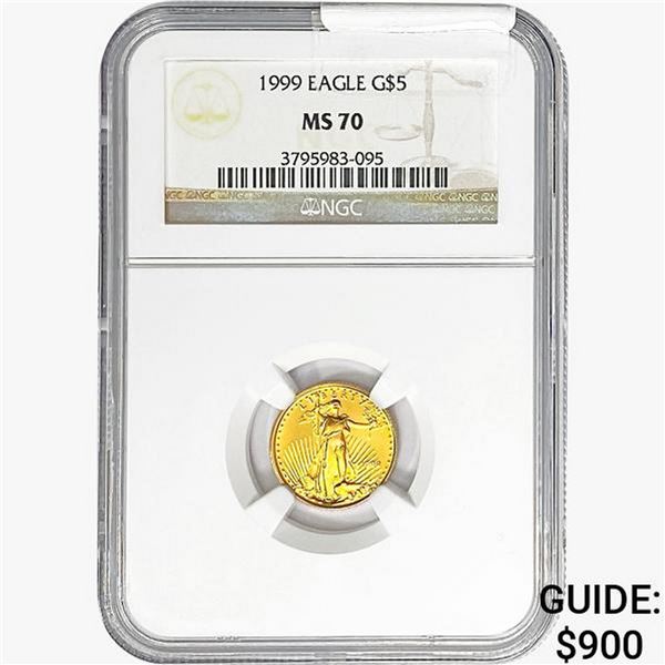 1999 1/10oz $5 AGE NGC MS70