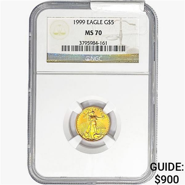 1999 1/10oz $5 AGE NGC MS70