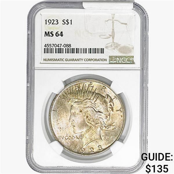 1923 Silver Peace Dollar NGC MS64