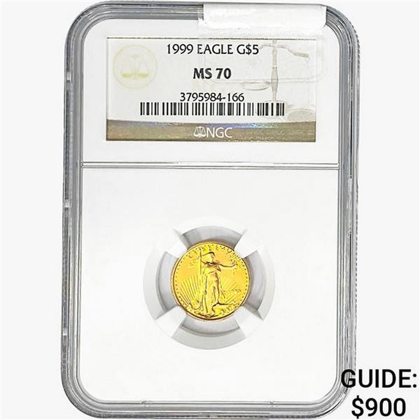 1999 1/10oz $5 AGE NGC MS70