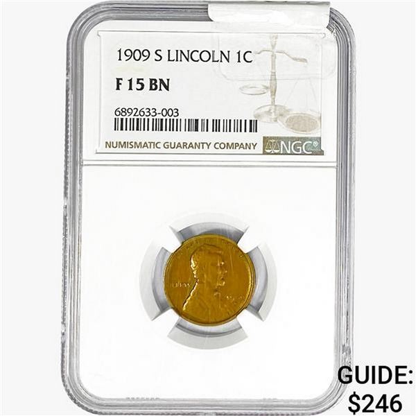 1909-S Wheat Cent NGC F15 BN