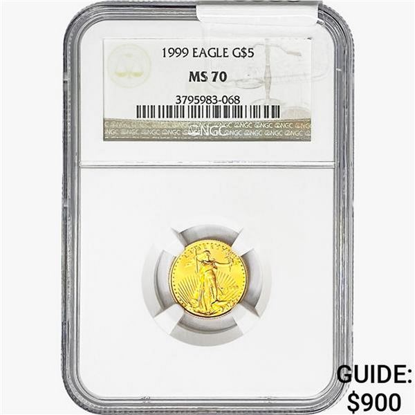 1999 1/10oz $5 AGE NGC MS70